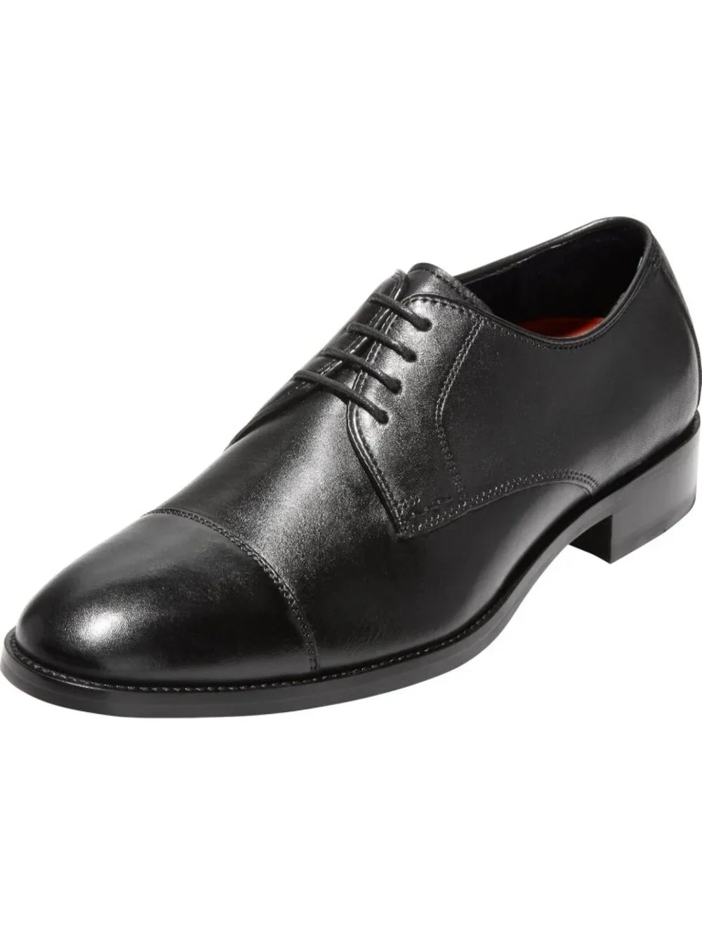 Men's Black Leather Lenox Hill Cap Toe Low-top Formal Business Derby Oxford Shoe